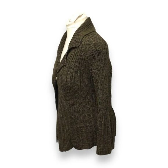 Solola Vintage Women’s Oversize Button Snap Front Cardigan, Olive, size 40EU - Picture 2 of 7